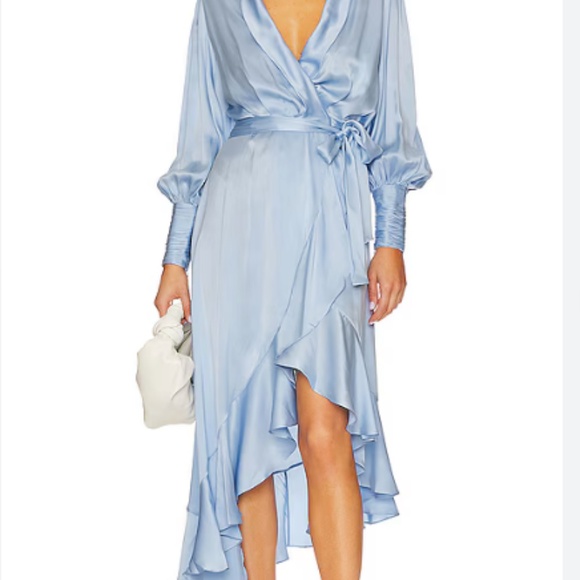 Zimmermann Dresses & Skirts - Zimmerman silk cornflower blue midi wrap dress Size 1